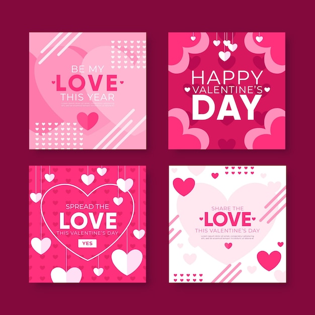 Vector colección de publicaciones de instagram de venta del día de san valentín