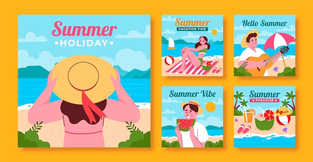 Colección de publicaciones de Instagram de verano