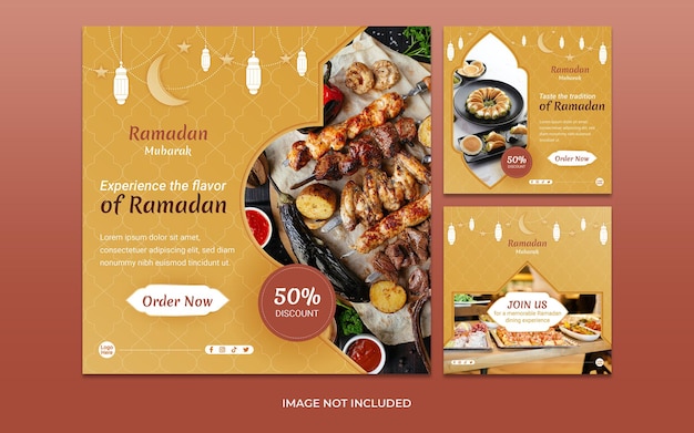 Vector colección de publicaciones de ramadan iftar promo instagram