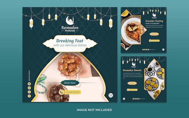 Vector colección de publicaciones de ramadan iftar promo instagram