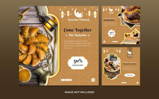 Vector colección de publicaciones de ramadan iftar promo instagram