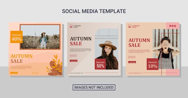 Colección de publicaciones de redes sociales de moda de otoño
