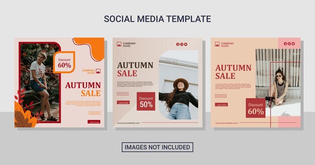 Colección de publicaciones de redes sociales de moda de otoño