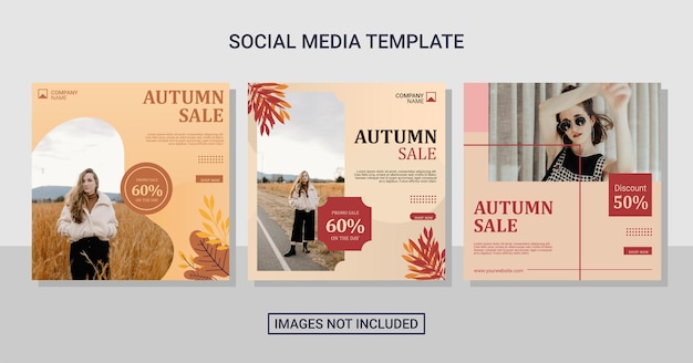 Colección de publicaciones de redes sociales de moda de otoño