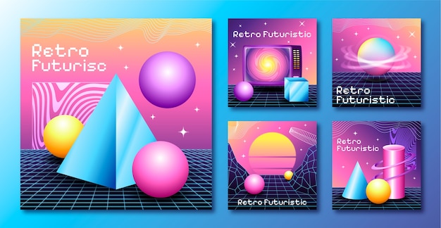 Colección de publicaciones retro futuristas de Instagram