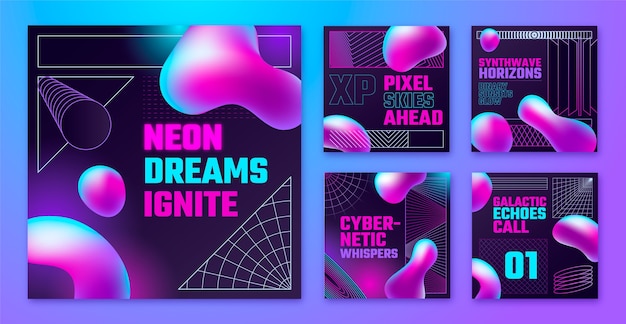 Colección de publicaciones retro futuristas de Instagram