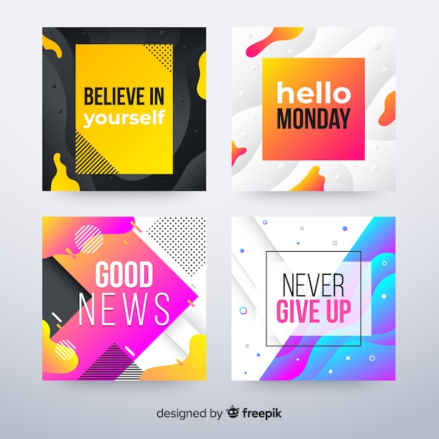 Vector colección de publicaciones de venta de instagram