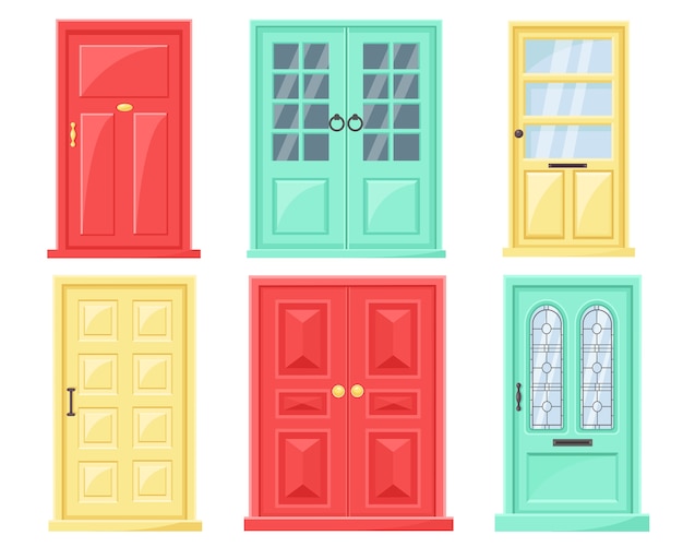 colección de puertas modernas con ventanas de vidrio.