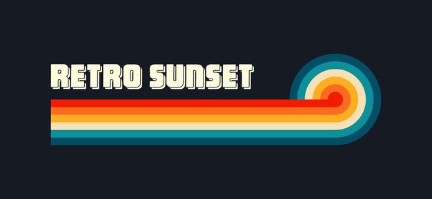 Colección de puesta de sol vintage varias insignias de amanecer a rayas coloridas en estilo s y s sol y océano