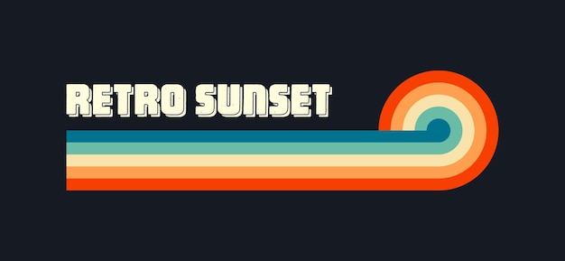 Colección de puesta de sol vintage varias insignias de amanecer a rayas coloridas en estilo s y s sol y océano