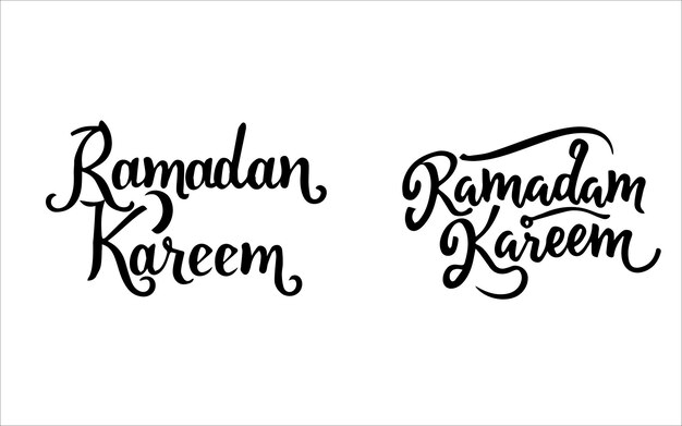 Colección de Ramadan Kareem caligrafía moderna aislada en fondo blanco letras escritas a mano