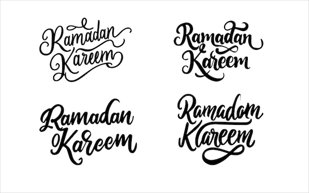 Colección de Ramadan Kareem caligrafía moderna aislada en fondo blanco letras escritas a mano