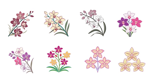 Colección de ramos florales artísticos coloridos hechos a mano Clipart