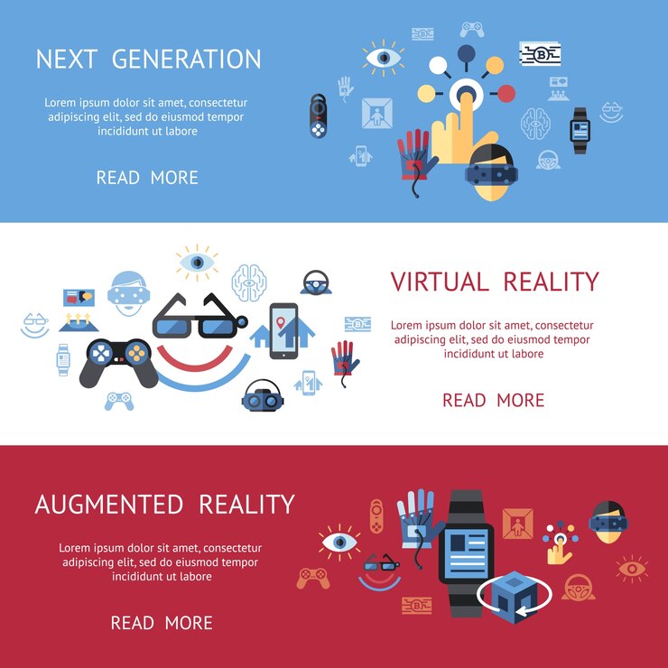 Vector colección de realidad virtual virtual vector virtual set, juegos de próxima generación