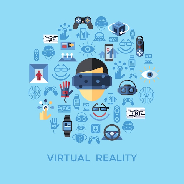 Colección de realidad virtual virtual vector virtual set, juegos de próxima generación