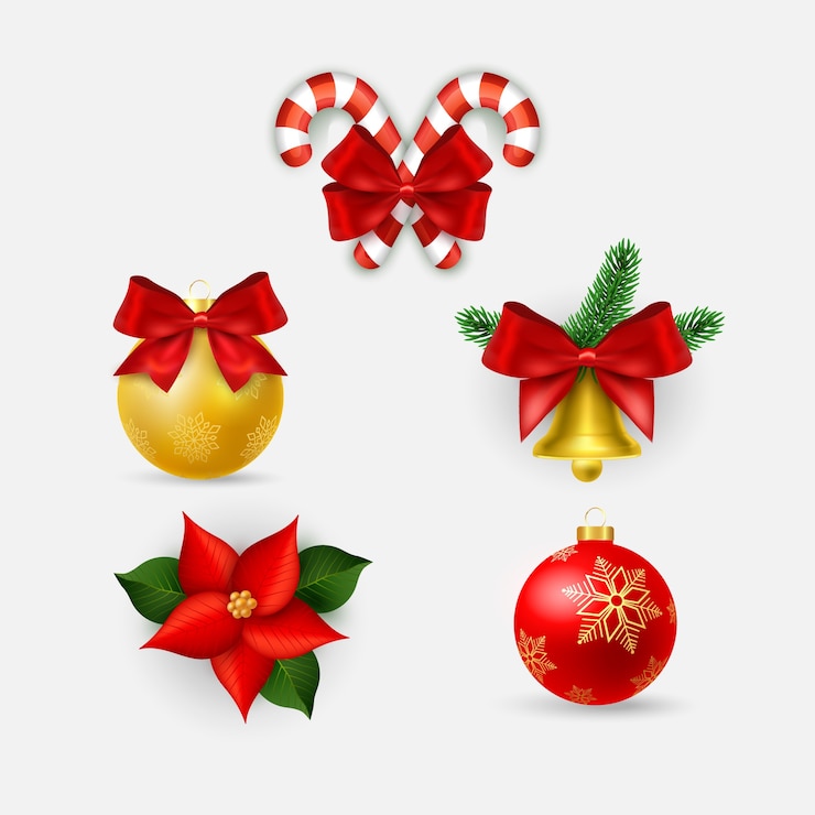 Vector colección realista de elementos navideños