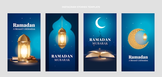 Vector colección realista de historias de instagram de ramadán