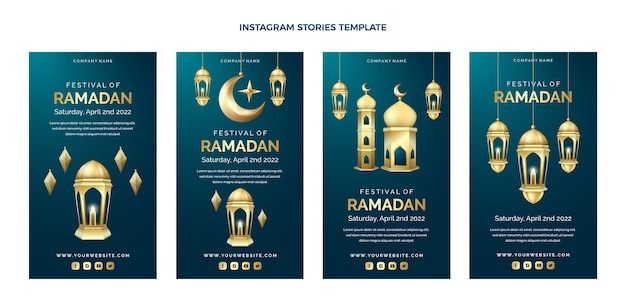 Vector colección realista de historias de instagram de ramadán