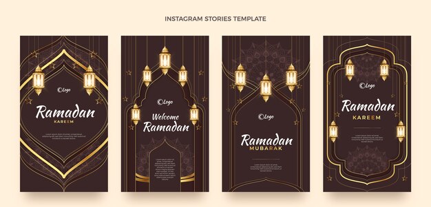 Colección realista de historias de instagram de ramadán