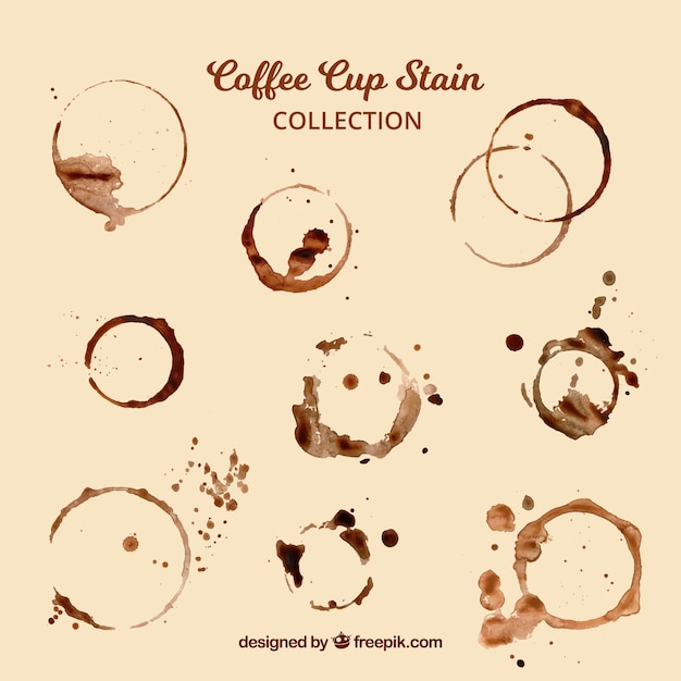Colección realista de manchas de taza de café
