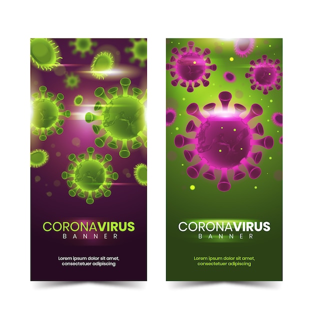 Colección realista de pancartas de coronavirus