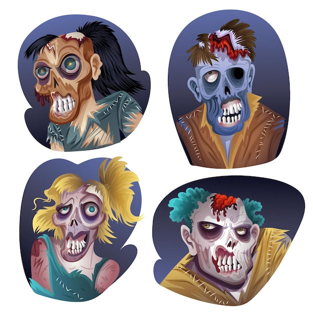 Colección realista de zombies de halloween