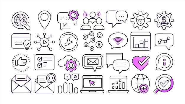 una colección de redes sociales que incluye un icono web y un botón web