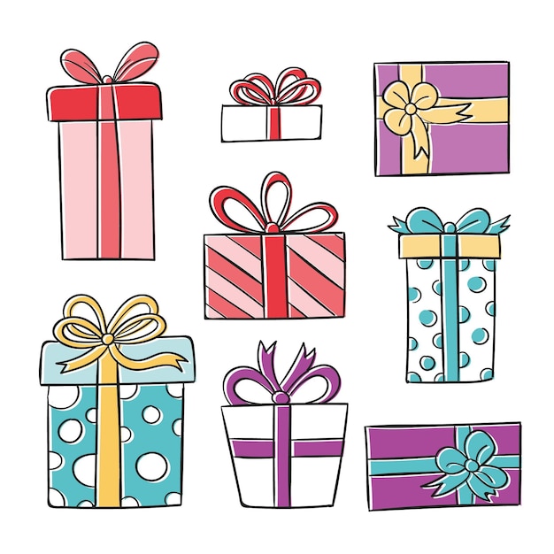 Vector colección de regalos de navidad dibujados a mano