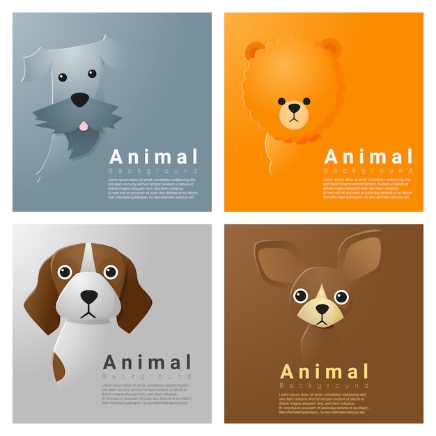 Vector colección de retratos de animales con perros.