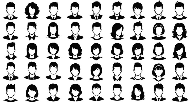 Colección de retratos de silueta para perfiles de usuario y avatares