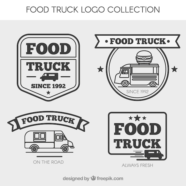 Colección retro de logos de food truck