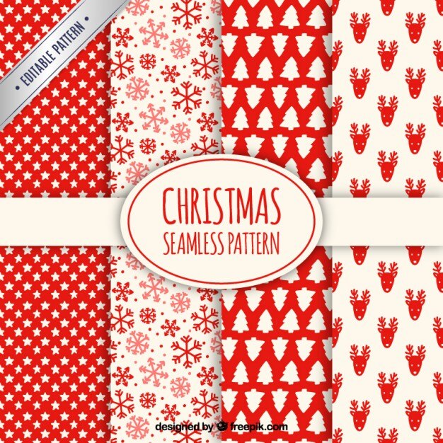 Colección roja de patrones de navidad