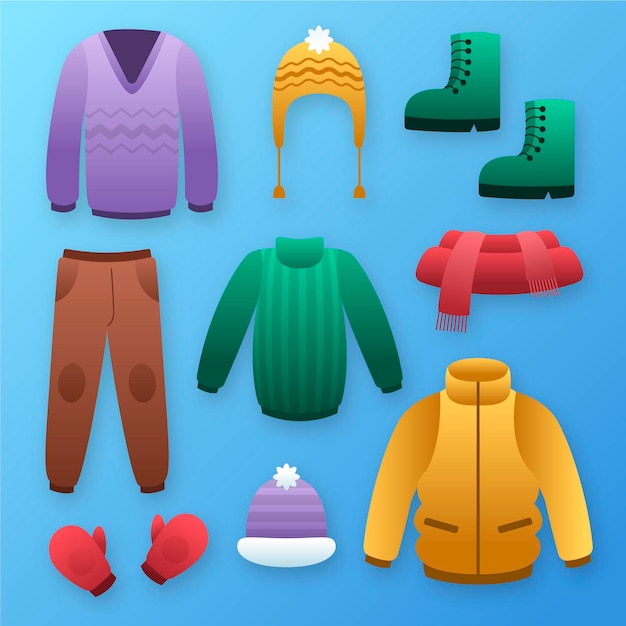 Colección de ropa y básicos de invierno degradados