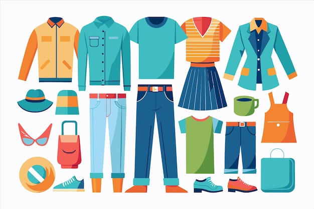una colección de ropa, incluida una que tiene el nombre de la marca