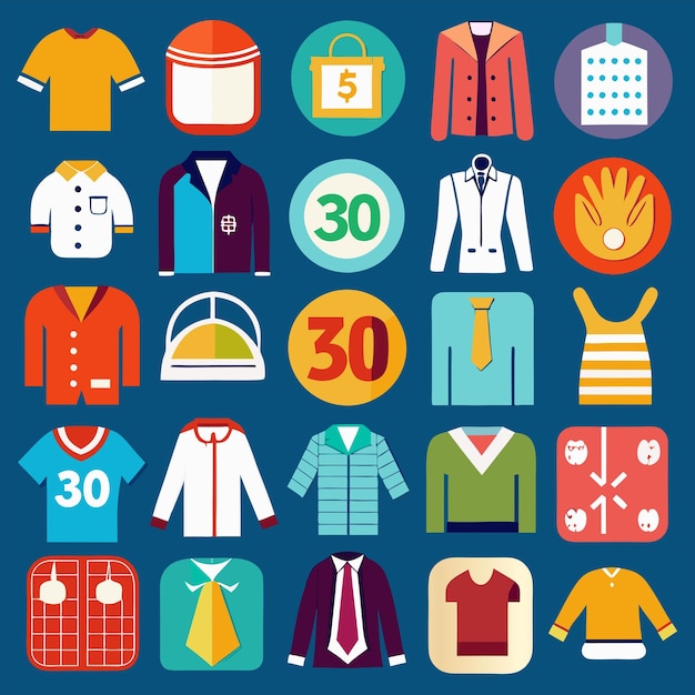 una colección de ropa incluyendo una que dice 50 en ella