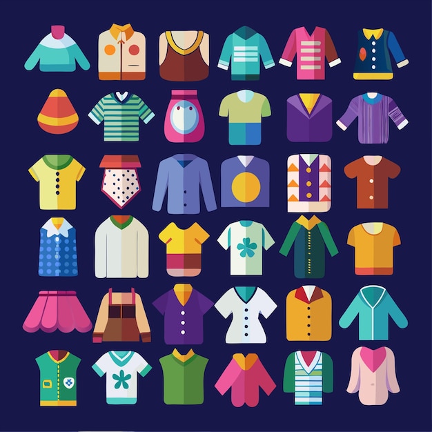una colección de ropa incluyendo una que tiene el número 3 en ella