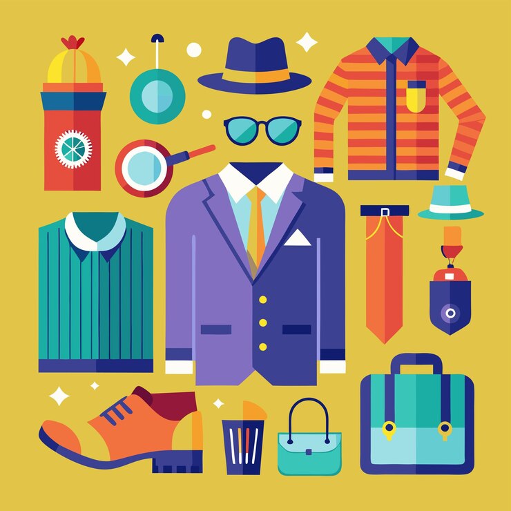 Una colección de ropa que incluye un sombrero, gafas de sol y un sombreiro