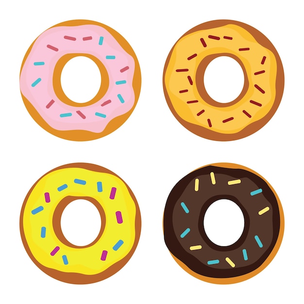 Colección de rosquillas Donut deliciosa comida dulce con tapa