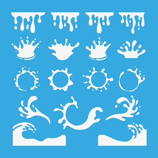 Colección de salpicaduras de leche y gota de crema láctea concepto de ilustración vectorial