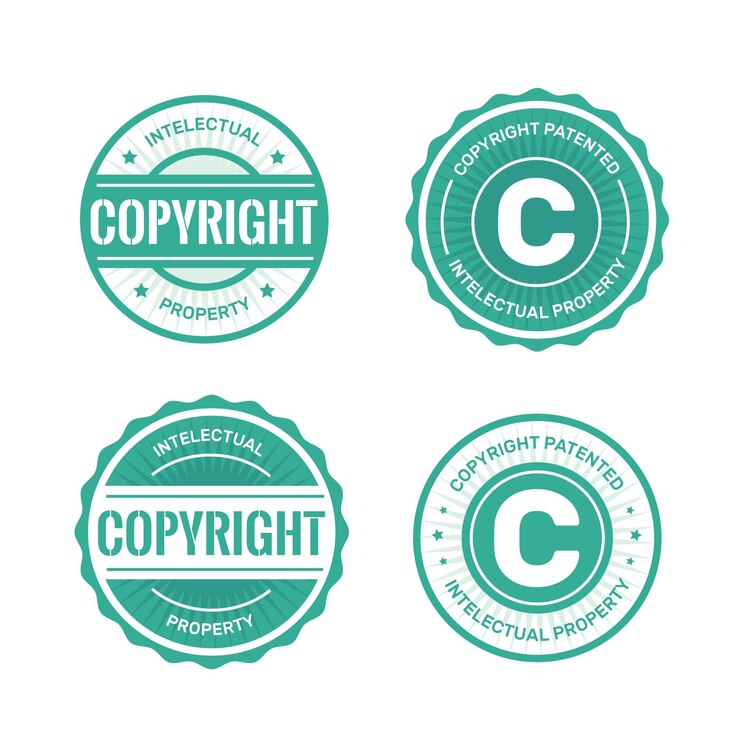 Vector colección de sellos de derechos de autor con licencia