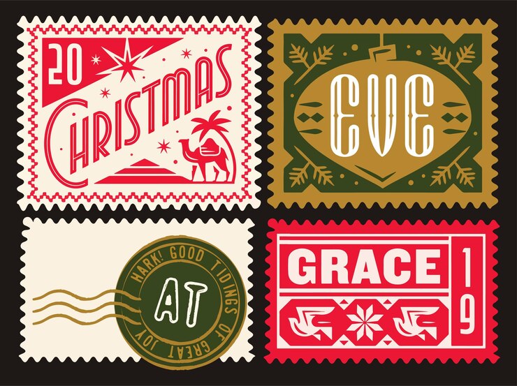 Colección de sellos de goma de Navidad