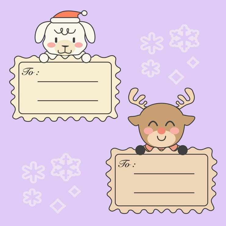 colección de sellos navideños con lindos personajes de animales