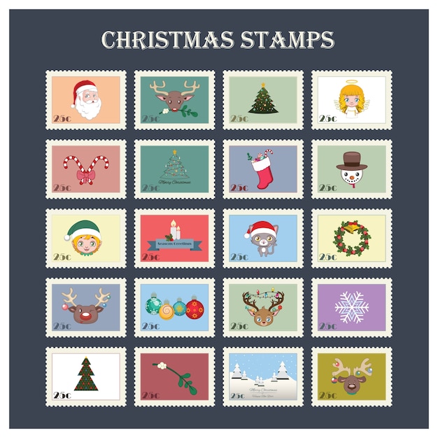Colección de sellos navideños