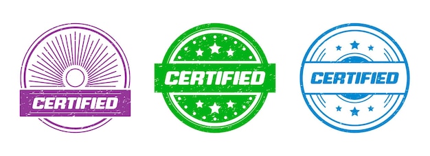 Colección de sellos de sello grunge certificado Conjunto de insignias certificadas Logotipo certificado con grunge