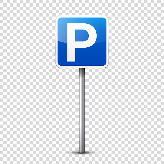 Colección de señales azules de carretera aisladas en un fondo transparente control de tráfico vial uso de la parada