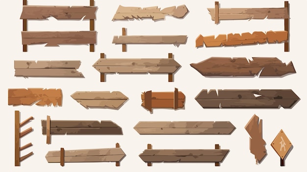 una colección de señales de madera, incluida una que dice madera