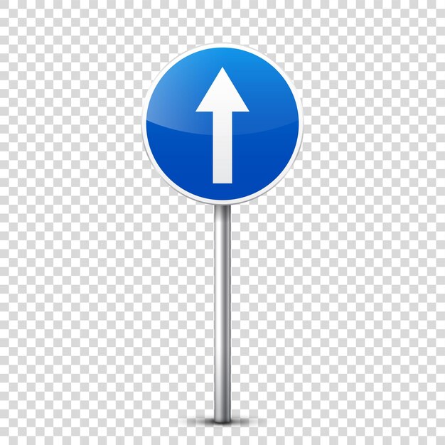 Colección de señales de tráfico azules aisladas en un fondo transparente control de tráfico vial uso de parada