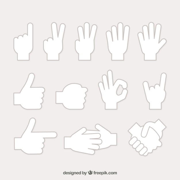 Vector colección de señas de manos humanas