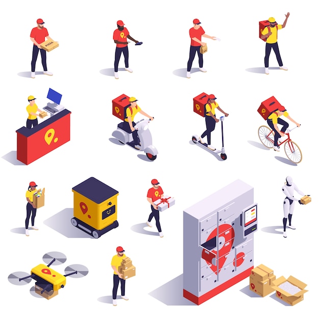 Colección de servicios de entrega en estilo isométrico