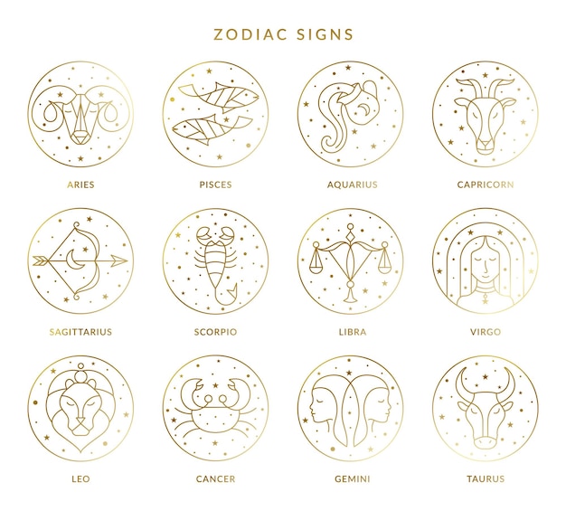 Colección de signos del zodíaco en vector